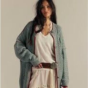 Free People we the free Tenessee Oversized Knit Cardigan in Seafoam green-NWT XS